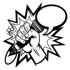 hand with a microphone