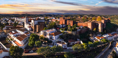Portugal travel and landmarks. Historic town Silves with well preserved castle, former capital of...