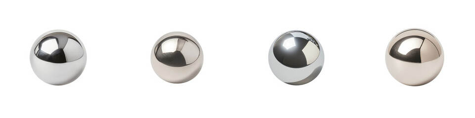 Shiny chrome metallic spheres reflecting light in a clean minimalist studio setting  Abstract geometric shapes with a reflective polished surface create a modern elegant