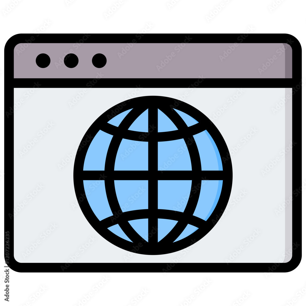 Poster Web Browser Outline Color Icon