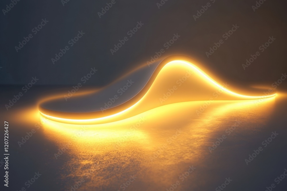 Poster curved glowing structure on a smooth surface creating an ambient atmosphere at dusk