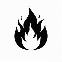 Black flame icon on a white background