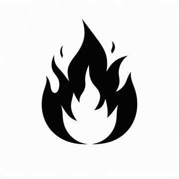 Black flame icon on a white background