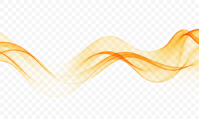 Streaming abstract gold colored wave on white background.