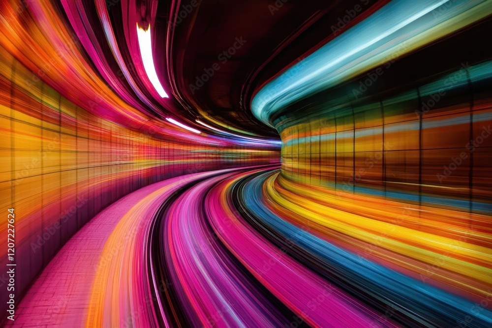 Aufkleber brightly colored tunnel creating a sense of motion in an urban setting