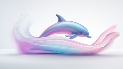 Obraz premium Whimsical dolphin leaping through colorful oceanic splash - abstract art concept