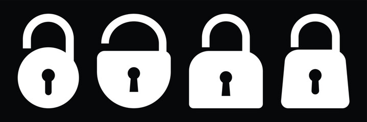 Lock or closed padlock icons set designed in filled, outline, line and stroke style