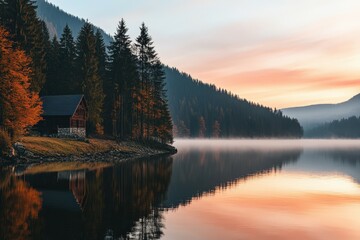 Fototapeta premium View of Reine - Lofoten Islands in Norway. Beautiful simple AI generated image