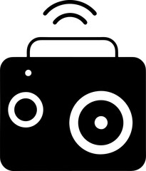 Wireless speaker vector silhouette white background