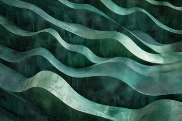 Abstract Green Wave Sculptures Pattern Design