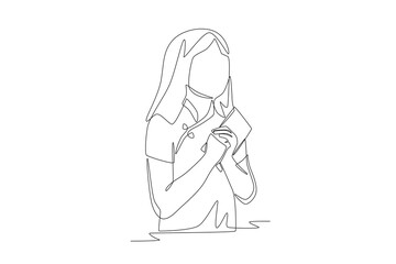 Children receiving red envelopes concept one-line drawing