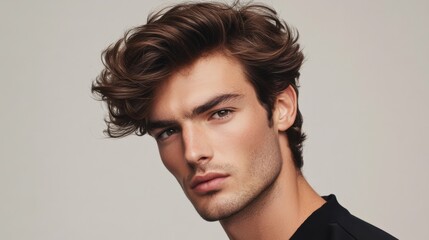 A keratin treatment for men with short, wavy hair being transformed into a sleek and smooth style, perfect for a modern look
