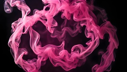 Pink neon smoke swirling into a glowing frame, illuminated against a black background