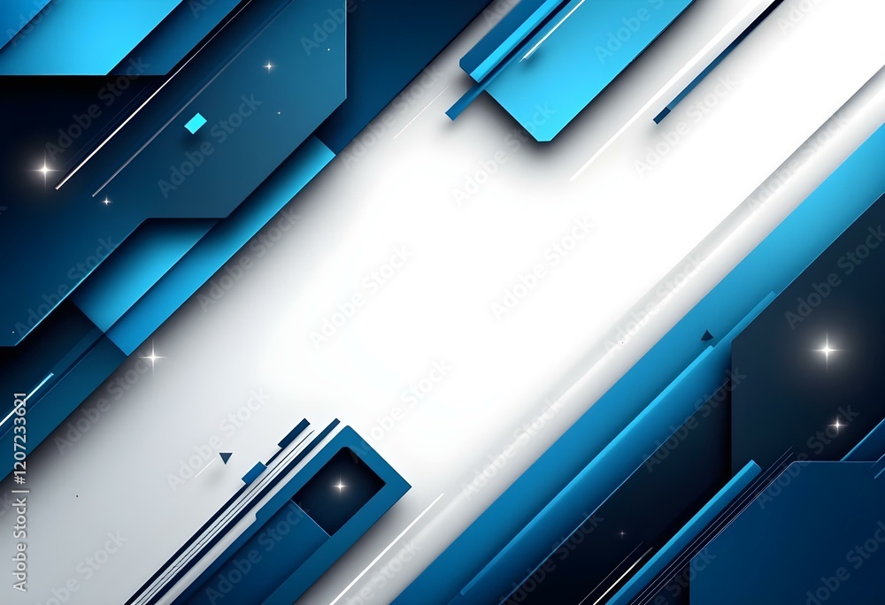 Poster modern diagonal blue and silver geometric background with metallic effect. abstract tech design with