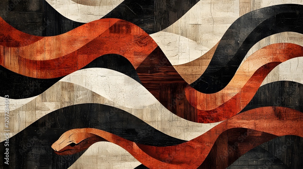 Poster captivating abstract wooden and earthy patterns with subtle snake shapes ideal for wood snake year t