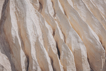 Chalk mining. Limestone quarry. Open-cast mining. Chalk hills. Chalk surface. Natural limestone.