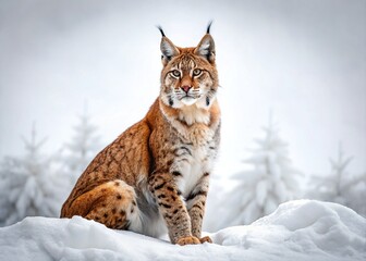 Obraz premium Eurasian Lynx Isolated on Transparent Background - Aerial View Stock Photo
