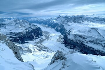 Skaftafell - Iceland's largest glacier, amazing winter landscape. Beautiful simple AI generated image