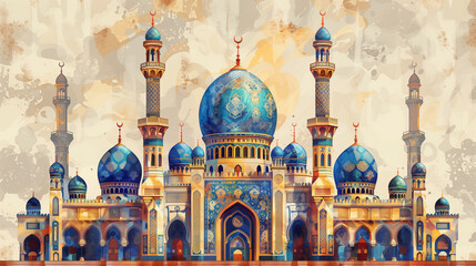 Beautiful Mosque with a blue dome. Islamic architecture mosque, islamic, architecture, blue, dome.