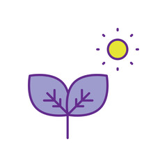 Naturopathy Leaf & Sun vector icon stock illustration