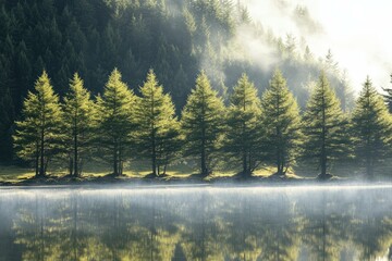 Mountain valley during sunset. Natural summer mountain landscape. Forest and mountans. Mountain-image... Beautiful simple AI generated image