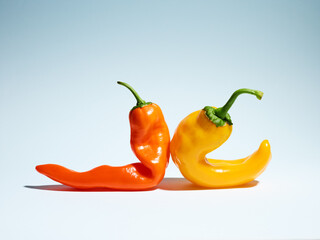 Sweet farm peppers over light blue background