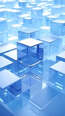 Digital technology blue and white cube poster background
