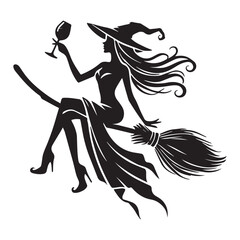 Wine fairy Silhouette Vector illustration