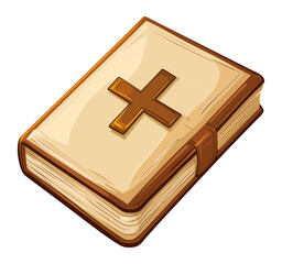Fototapeta premium Light brown Bible artwork with a brown cross on it