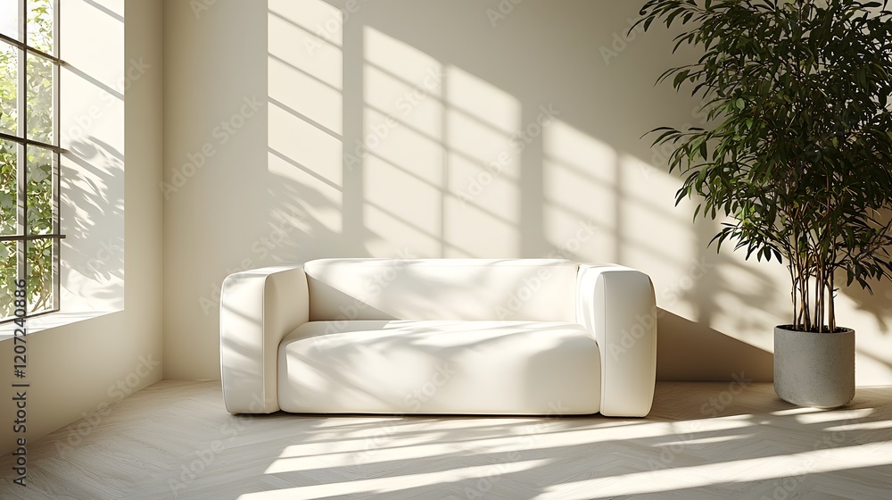 Leinwandbilder bright and clean studio space featuring a modern white sofa chair bathed in natural light and surrou