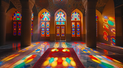 Nasir Al-Mulk Mosque in Shiraz, The famous mosque at shiraz Iran.