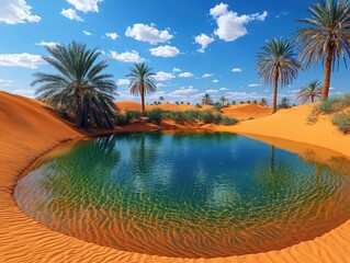 Obraz premium Oasis Serenity Desert Palm Trees Reflecting Water