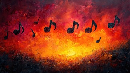 an abstract art on lyrical notes with colorful background