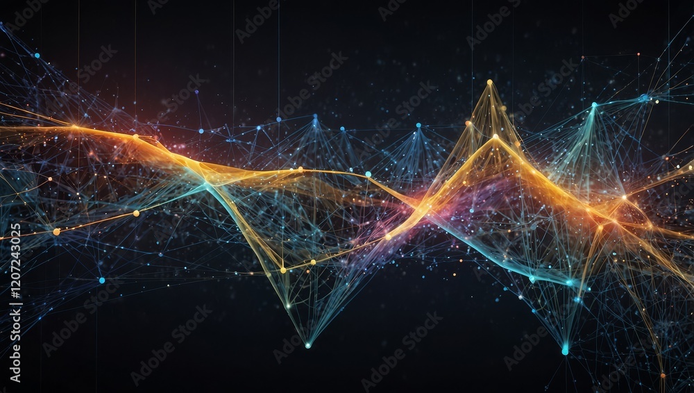 Wall mural a complex abstract backdrop of points and lines in motion, illustrating big data, network connectivi