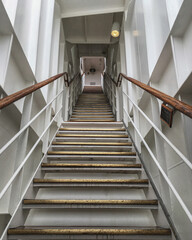 Endless stairs staircase metal framed onboard legendary ocean liner cruiseship cruise ship Queen...