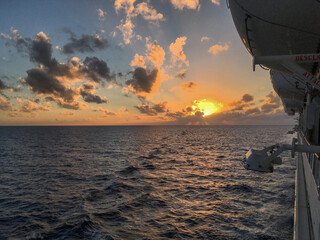 Modern cruiseship cruise ship liner for Caribbean dream holiday vacation at sea to tropical islands...