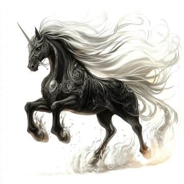 Galloping Sleipnir Odin's Great Hall Fantasy Artwork Mythical Realm Dynamic Perspective