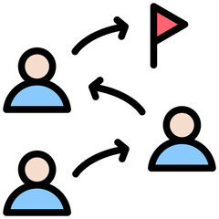 Team Building Strategies Outline Color Icon