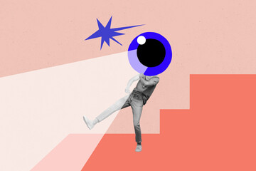 Trend artwork poster composite sketch image collage of human resources worker hiring headless eye...