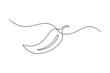 Continuous one line chili cook with black and white vector icon
