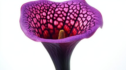 Obraz premium Purple flower with a yellow center. The flower is very large and has a lot of detail