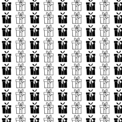 B and W Big Bow Present Box Seamless