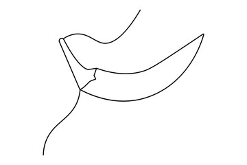 Continuous one line chili cook with black and white vector icon
