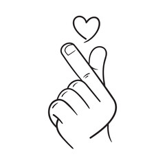 Doodle Vector Illustration of a Korean Love Sign in Cartoon Style. Fun drawing cartoon style icon. A trendy design perfect for expressing affection, culture, or romantic themes in your projects.