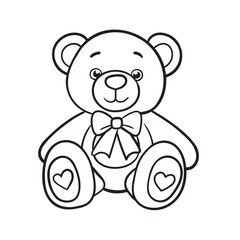 Doodle Vector Illustration of a Toy Bear in Cartoon Style. Isolated on white background. Fun drawing cartoon style icon. Perfect for children s designs, nursery decorations, baby shower invitations