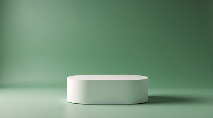 Minimalistic white display stand for showcasing products in professional marketing and commercial advertisements with green background Realistic 3D Podium for Mockup