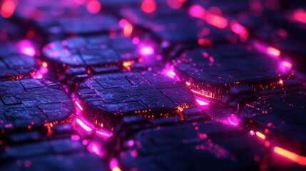 Fototapeta premium Abstract Glowing Pink and Purple Geometric Background