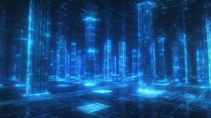 Fototapeta premium Glowing Futuristic Cityscape at Night