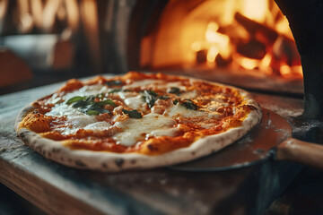 Wood-Fired Margherita Pizza with Fresh Basil