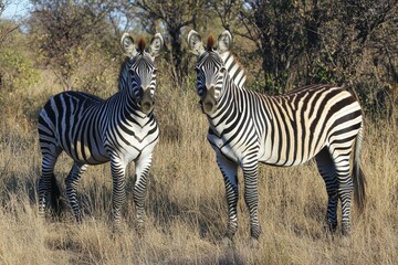 Fototapeta premium A stunning close-up photograph of a zebra with its distinctive black-and-white striped coat.. Beautiful simple AI generated image
